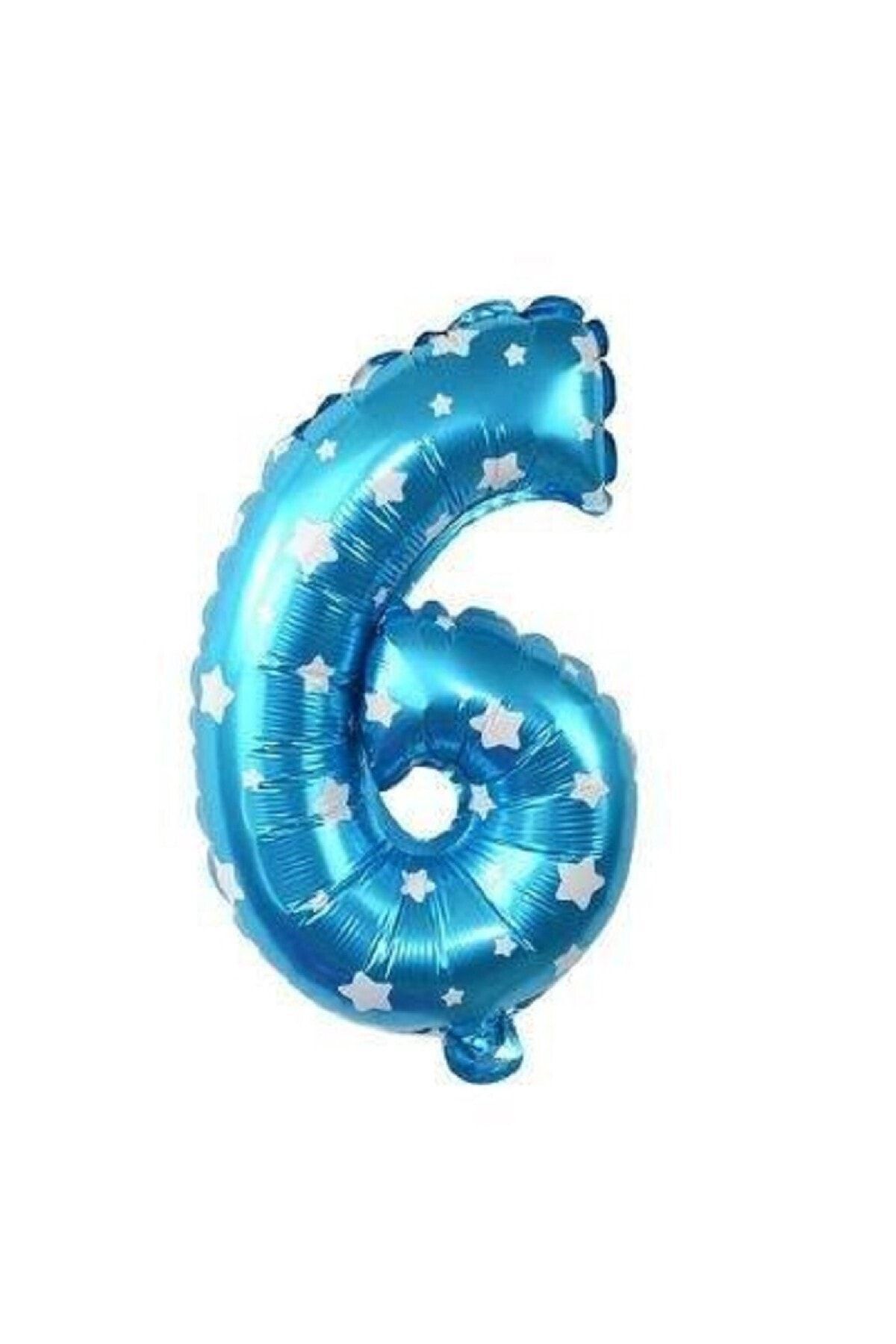 Mavi Renkli, Yıldız Desenli 16 Inç (40 Cm) 6 Rakamı