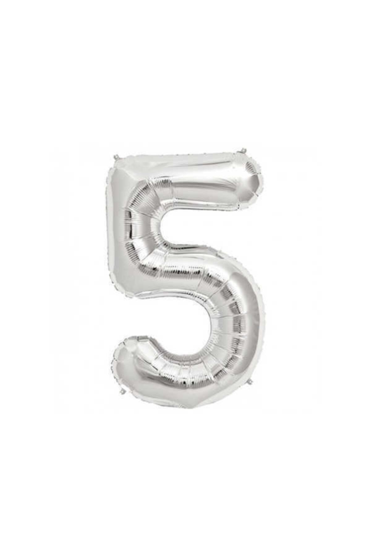 16'' Inç 40 Cm Folyo Rakam Balon Gümüş 5 Rakamı