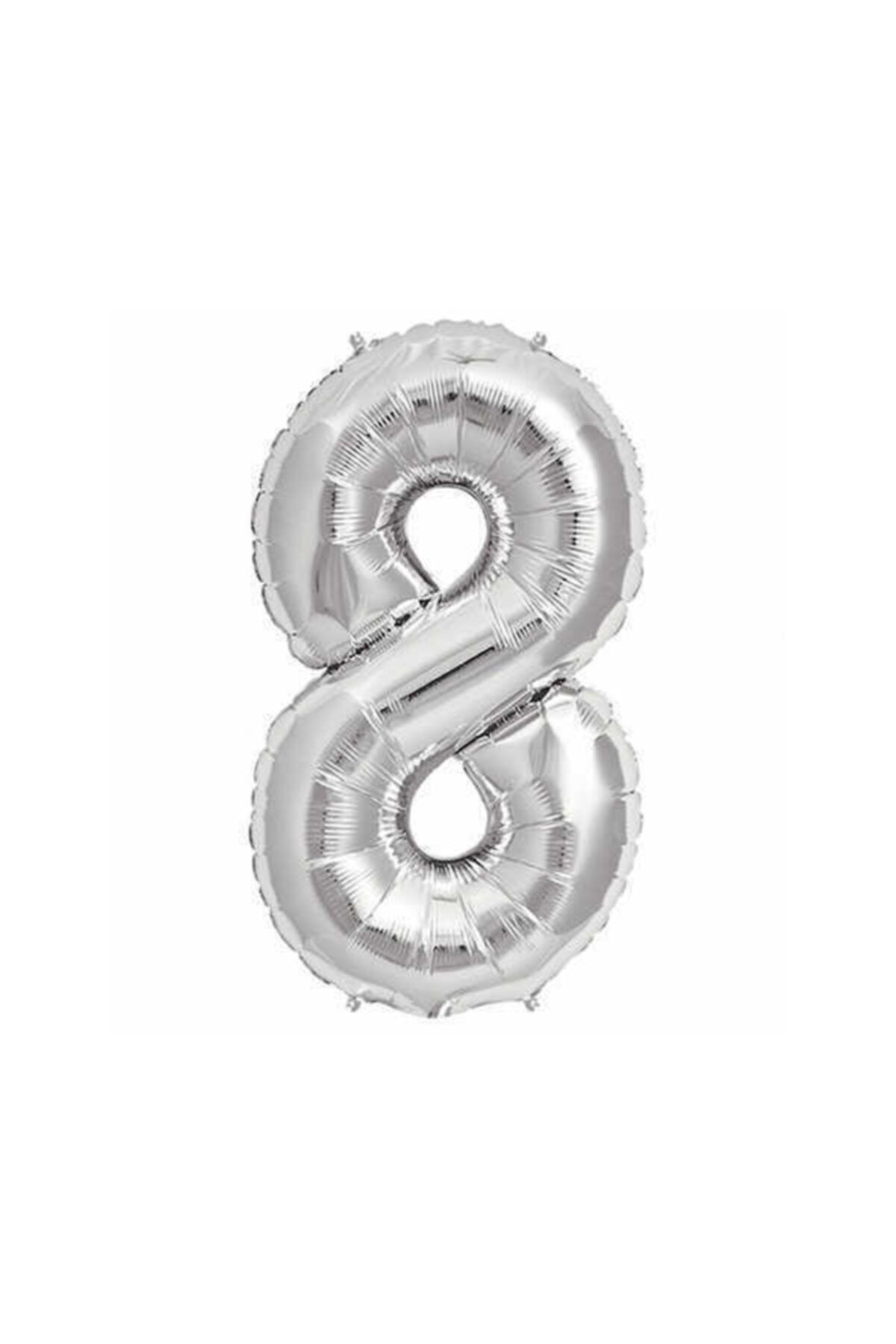 16'' Inç 40 Cm Folyo Rakam Balon Gümüş 8 Rakamı