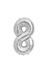 16'' Inç 40 Cm Folyo Rakam Balon Gümüş 8 Rakamı