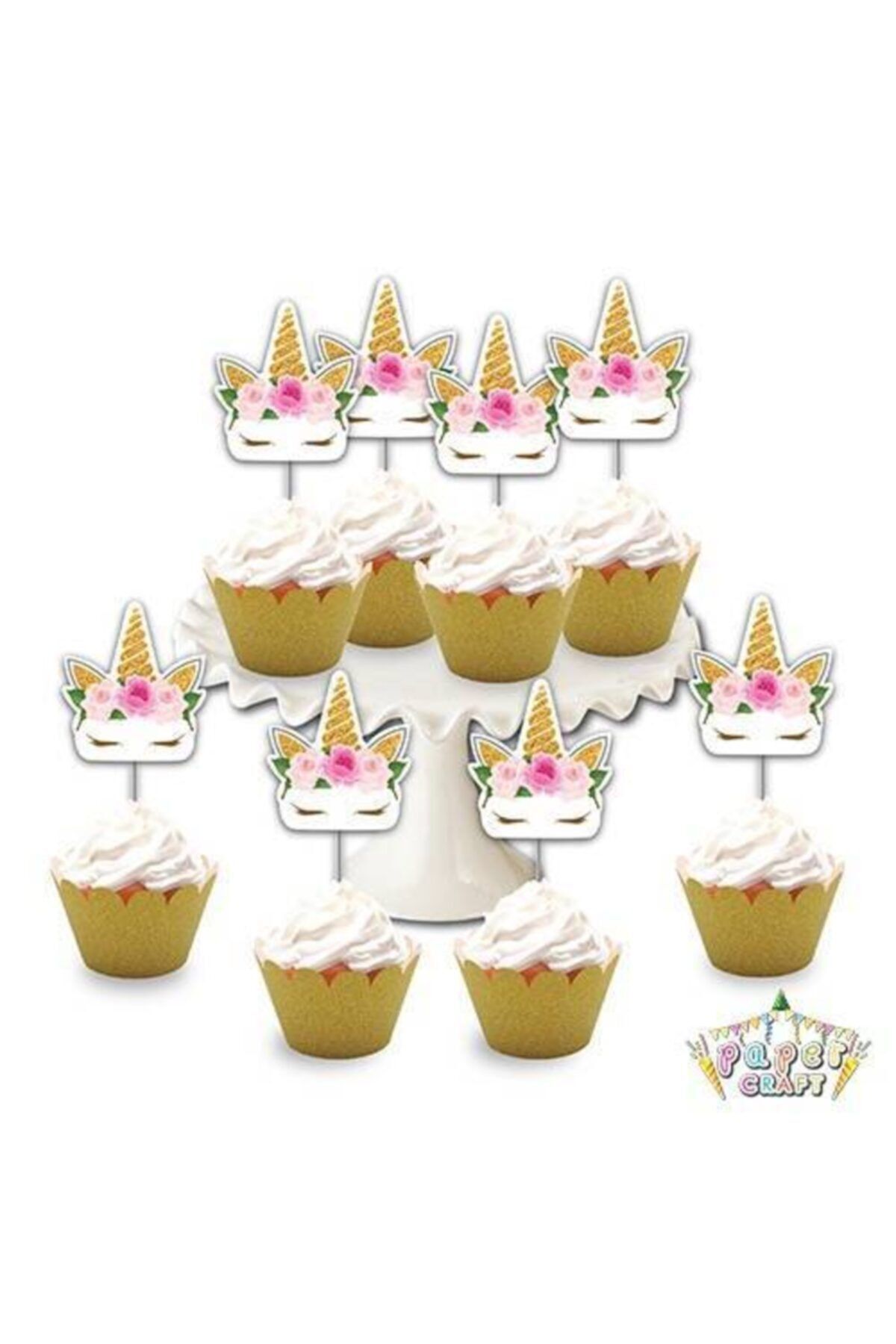 Çiçekli Unicorn Temalı 8'li Simli Eva Delux Kürdan