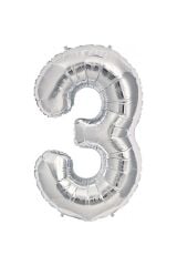 16'' Inç 40 Cm Folyo Balon Rakam Gümüş 3
