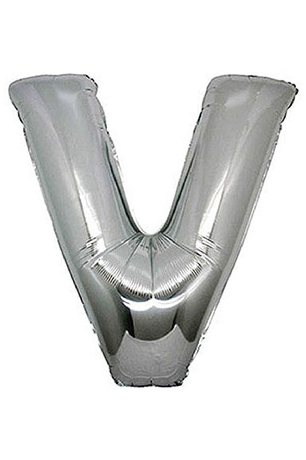 16'' Inç 40 Cm Folyo Harf Balon Gümüş V Harfi