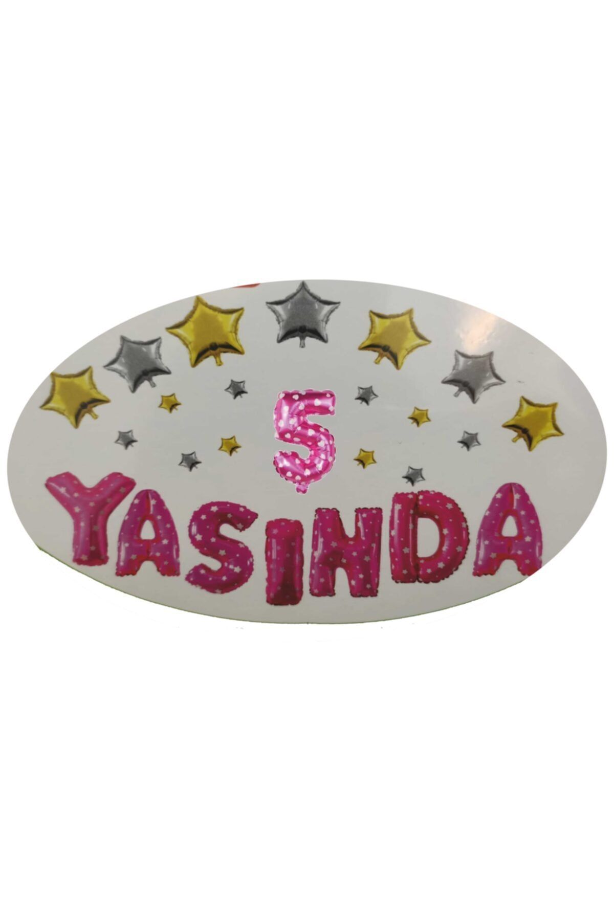 Pembe Renk Kalpli 5 Yaşında Folyo Balon Set