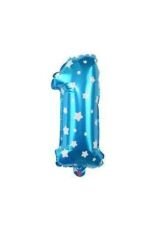 Mavi Renk Yıldızlı 1 Yaşında Folyo Balon Set
