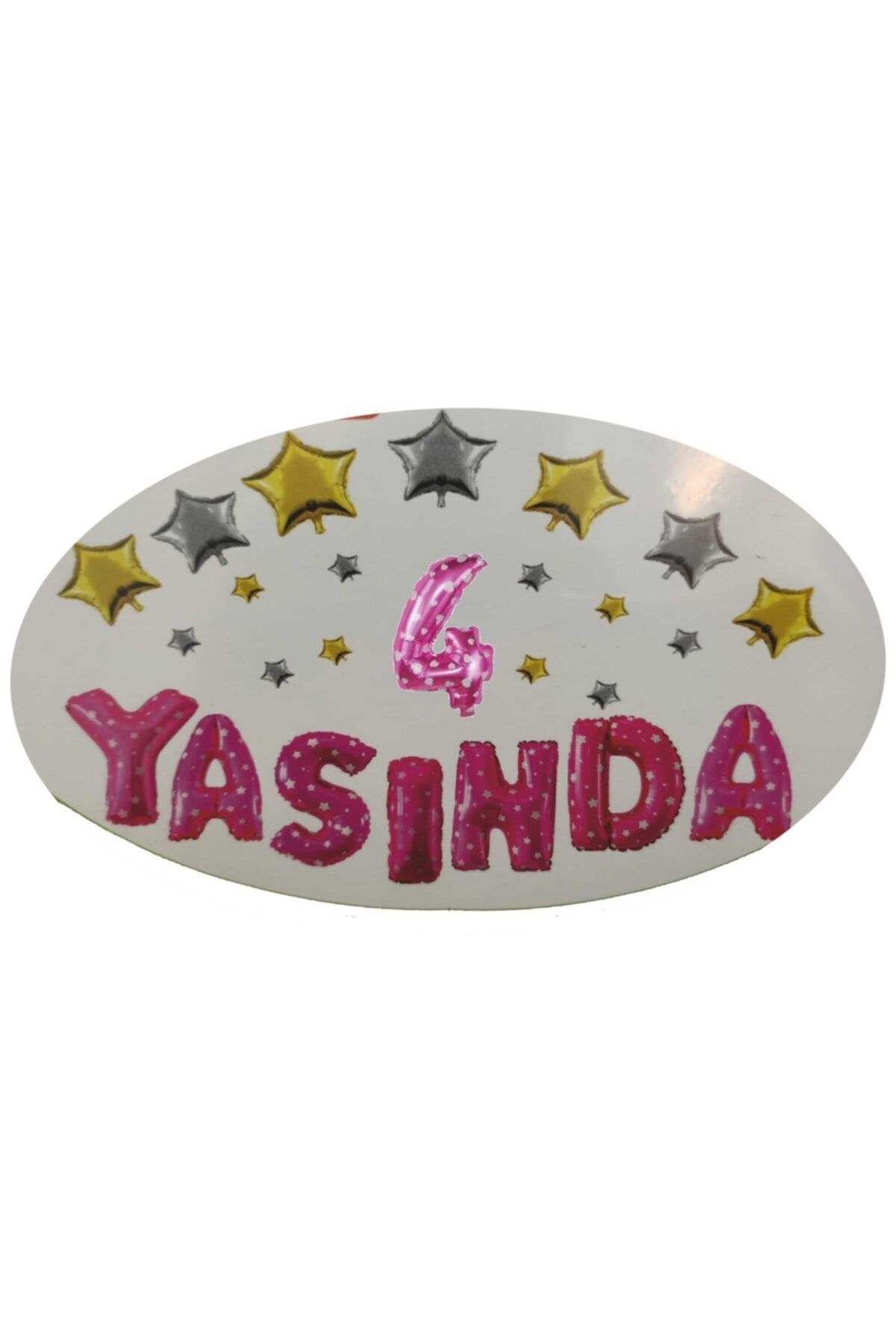 Pembe Renk Kalpli 4 Yaşında Folyo Balon Set