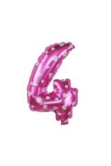 Pembe Renk Kalpli 4 Yaşında Folyo Balon Set