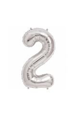 Gümüş Renk 2 Yaşında Folyo Balon Set 50'li