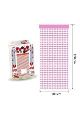 Kapı Ve Duvar Fon Perdesi Kalpli Pembe (100*180 CM)