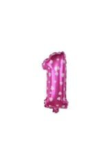 Pembe Renk Kalpli 1 Yaşında Folyo Balon Set (50 'li Balon Yapıştırma Bandı Hediye)