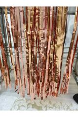 Püsküllü Işıltılı Metalize Masa Eteği Rose Gold