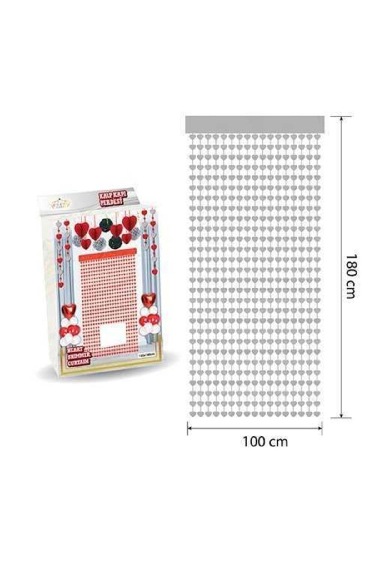Kapı Ve Duvar Fon Perdesi Kalpli Gümüş (100*180 CM)