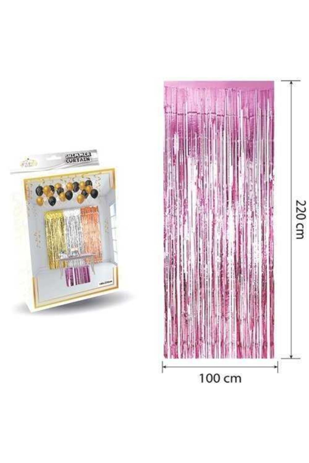Kapı Ve Duvar Fon Perdesi Işıltılı Püsküllü Pembe ( 100*220 Cm)