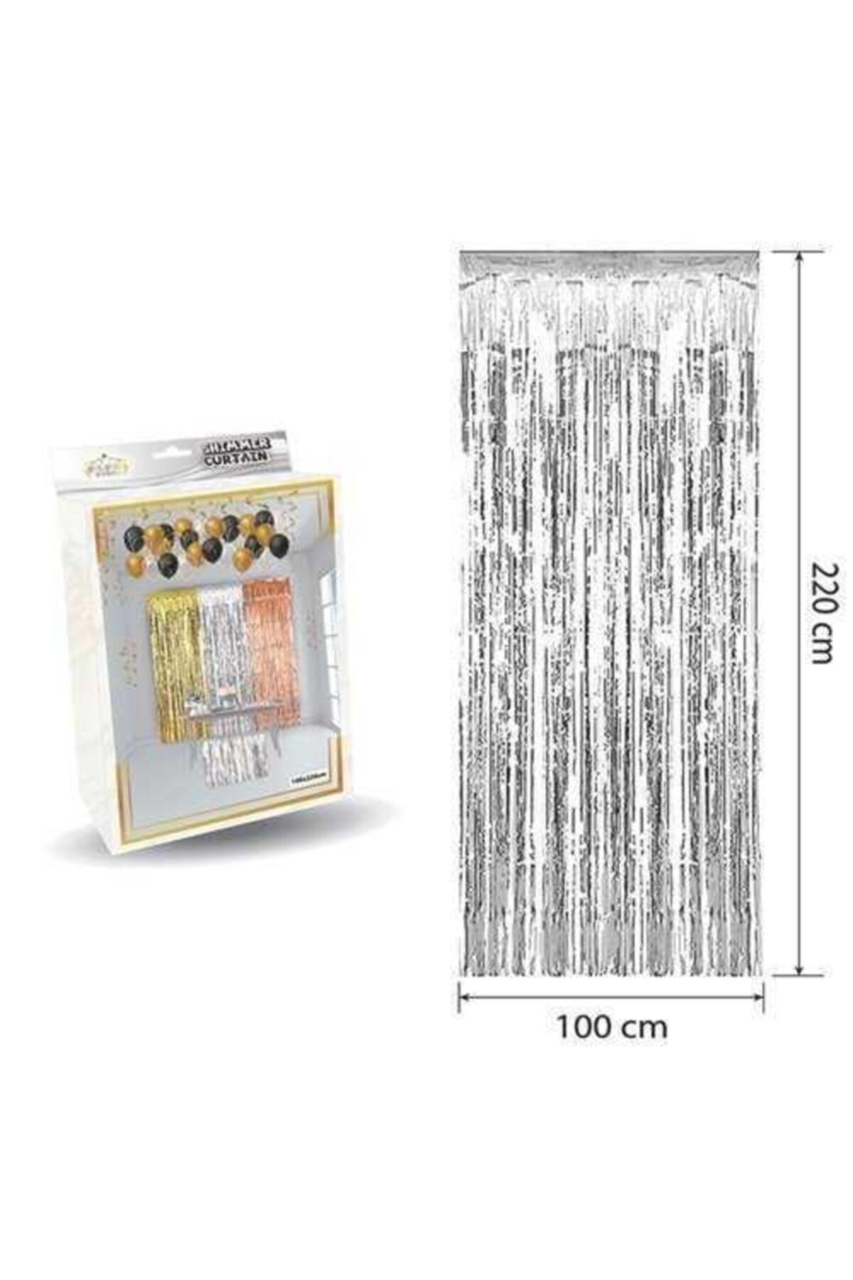 Kapı Ve Duvar Fon Perdesi Işıltılı Püsküllü Gümüş (100*220 CM)