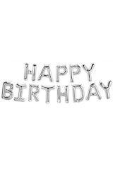 Happy Birthday Yazılı Harf Folyo Balon 40 Cm 16 Inc Gümüş
