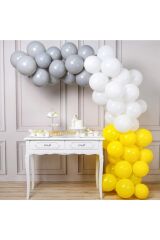 Happyland 50 Adet Metalik Balon Ve 5 Metre Balon Zinciri (sarı - Gümüş - Beyaz)
