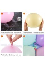 50 Adet Metalik Balon Ve 5 Metre Balon Zinciri (PEMBE- AÇIK MAVİ-BEYAZ)
