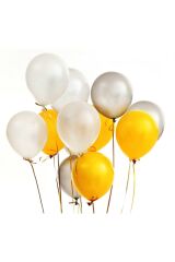 Sarı Gümüş Metalik Balon ve Balon Zinciri 5 Metre 30 Adet