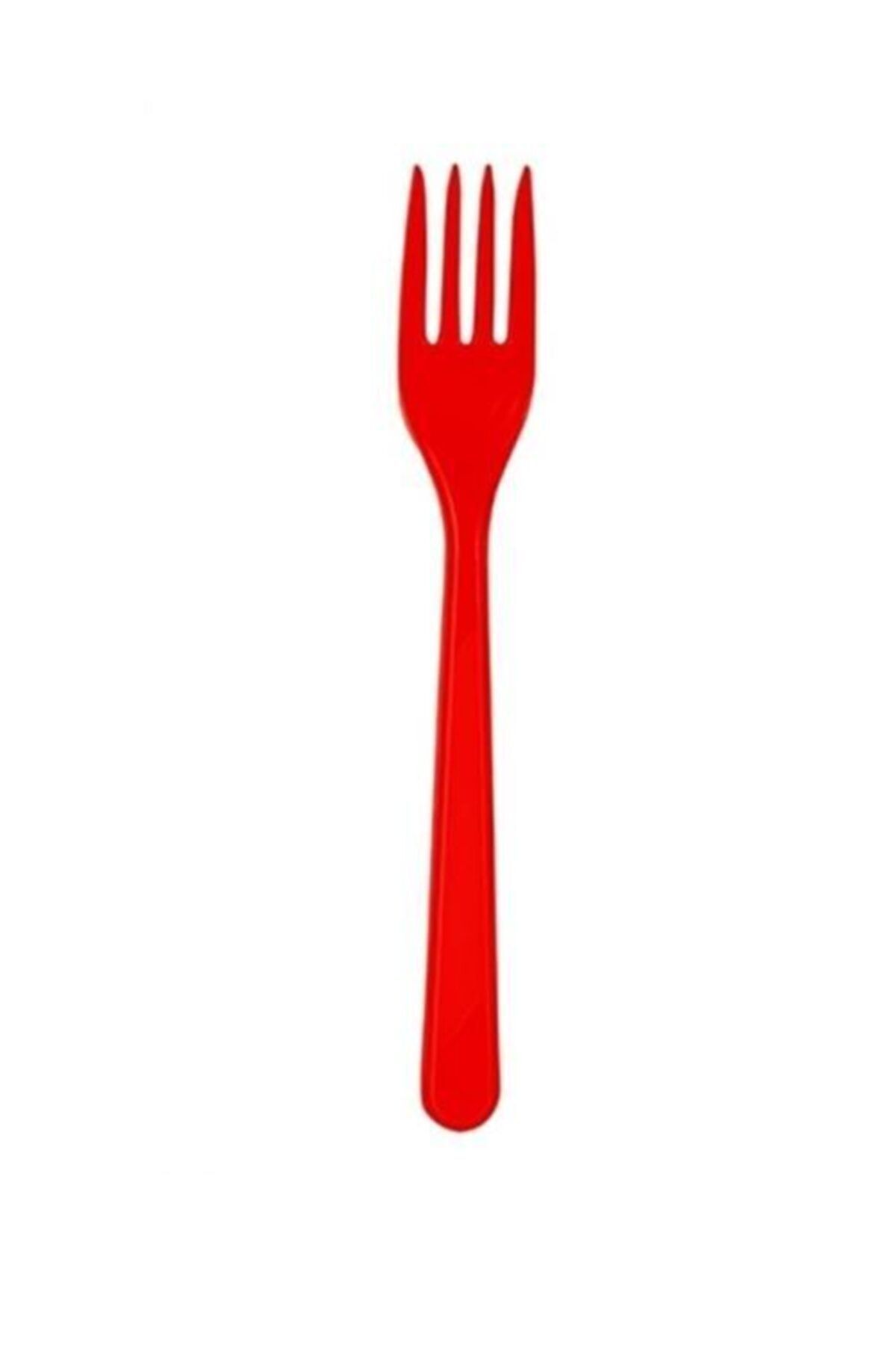 Kırmızı Plastik Çatal 25 Li