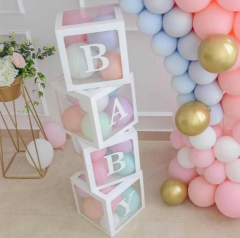Beyaz Şeffaf Kutu ve 5 Adet Küçük Balon Seti 9 Rakamı